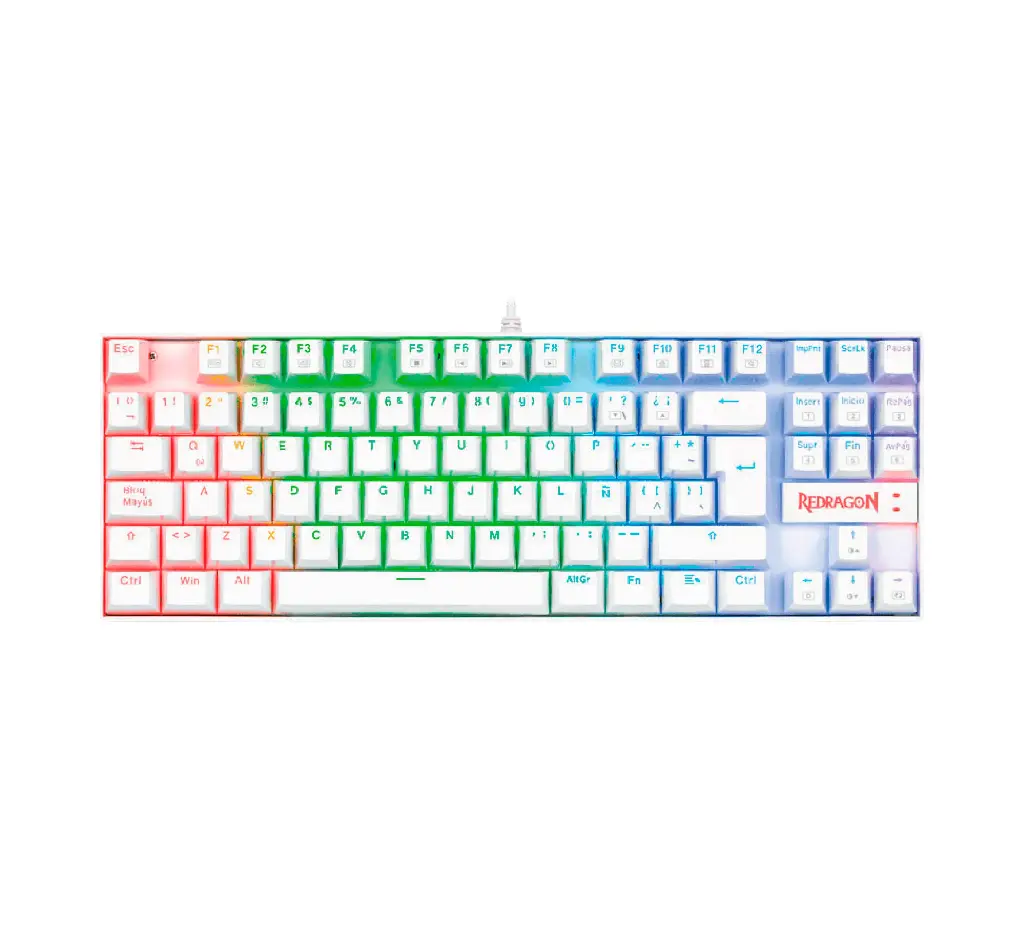 Teclado Mecanico Redragon Kumara Blanco RGB Switch Red Español