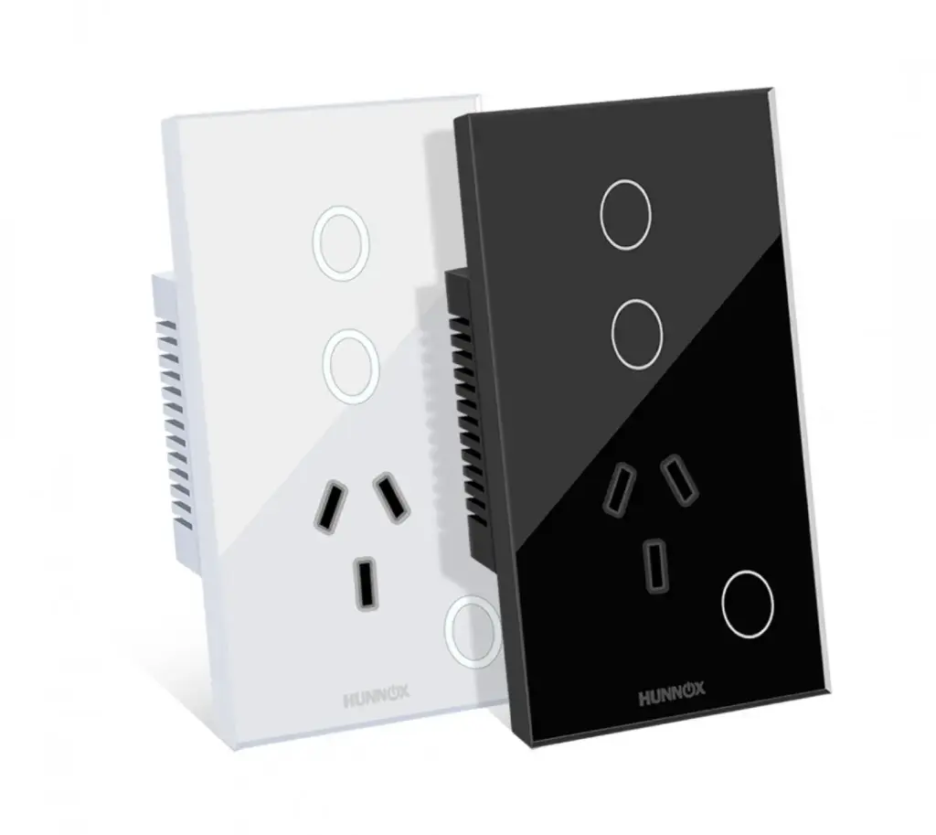 Toma+tecla Hunnox Smart Tactil 2 Canales Negro