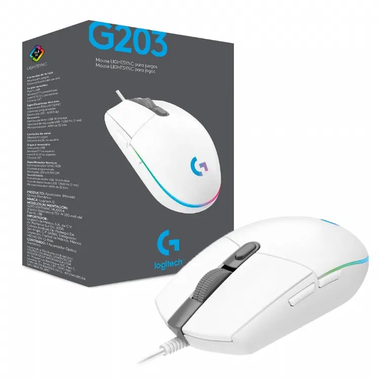 Mouse Logitech G203 Lightsync White