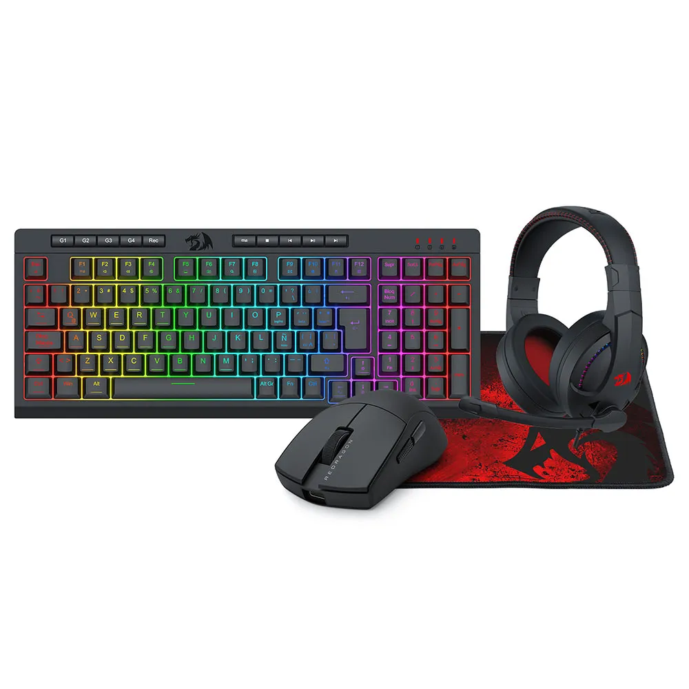 Kit Teclado/Mouse/Auriculares/Mousepad Redragon K515RGB+ M724+H211+P016 S147-SP