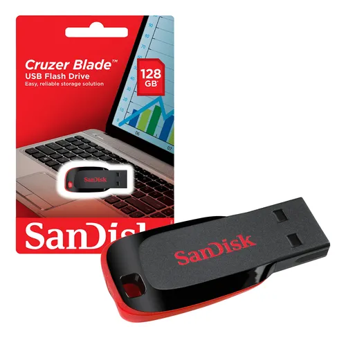 Pen Drive SANDISK Cruzer Blade 128GB USB 2.0 Tipo