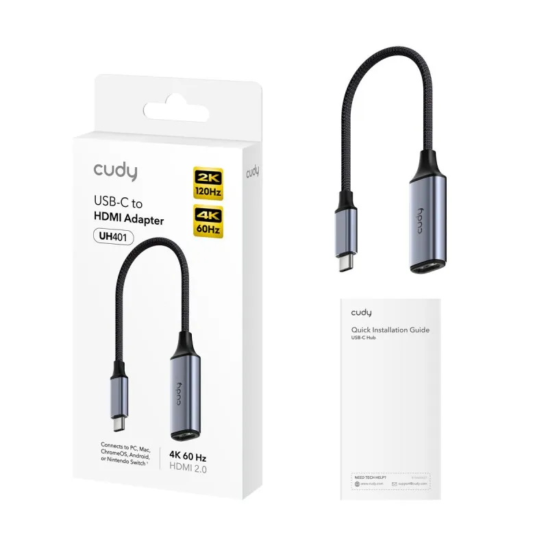 Adaptador Cudy USB-C a HDMI 4K 60hz UH401